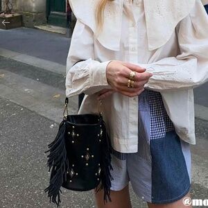Mercules CANDY FRINGES BLACK Small Leather Bag